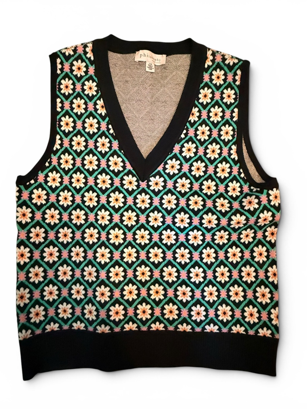 Philosophy Knit Tank Floral GrandmaCore Size Large Sweater Vest